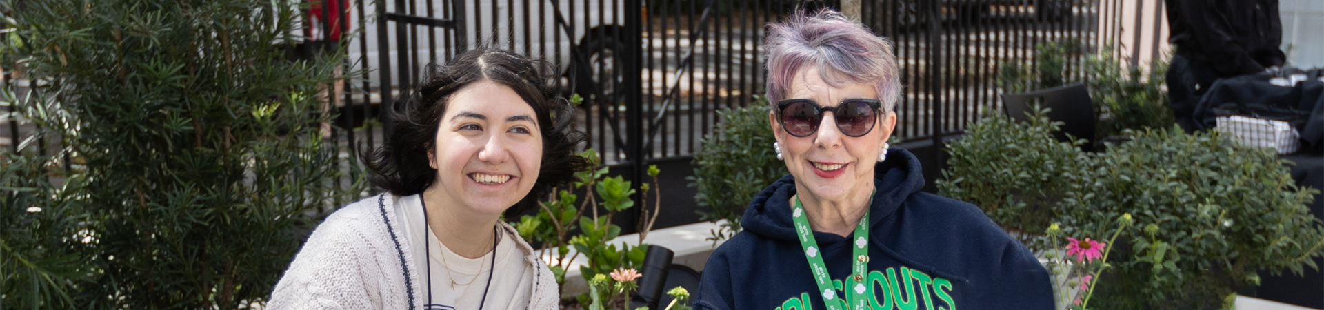  members of the birthplace team smiling in the garden 