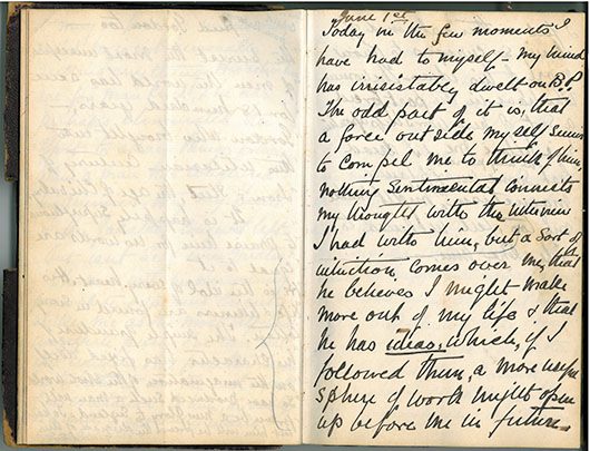 an aged diary filled with cursive writing in black ink
