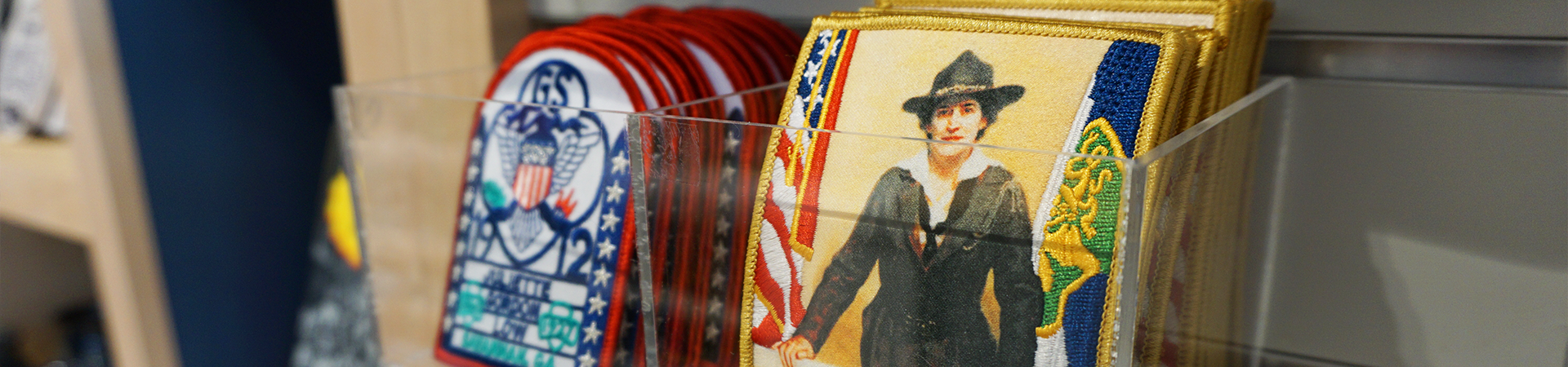  a close up of the patches in the museum gift shop 
